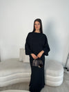 (PRE-ORDER) Black cape top and skirt set