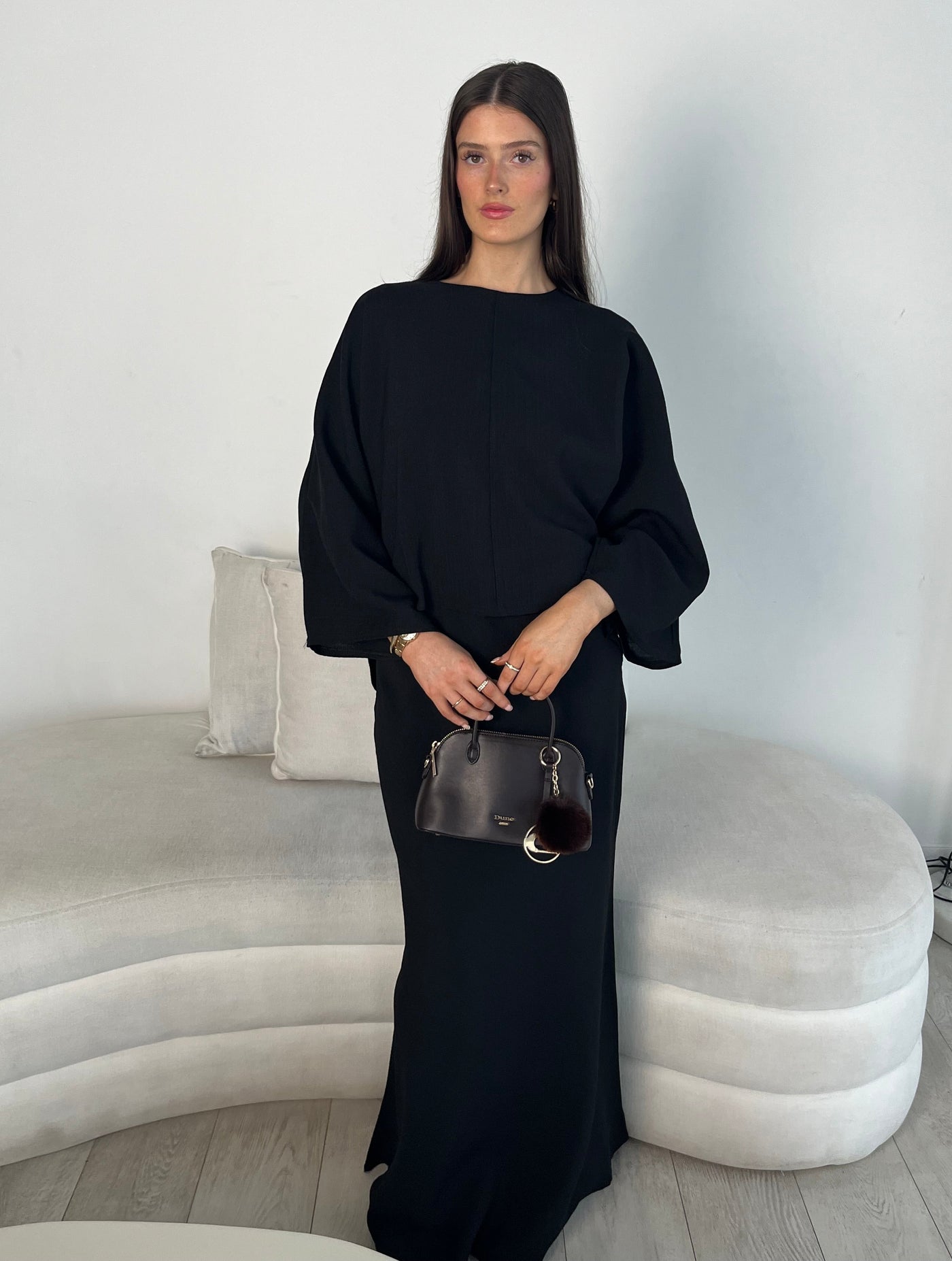 Cape top and skirt set Black