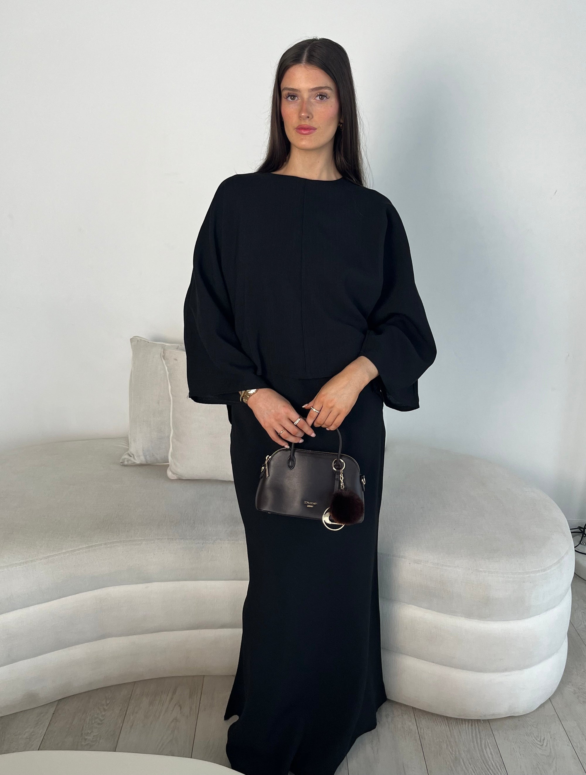 Cape top and skirt set Black