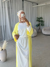 Yellow ribbed open abaya