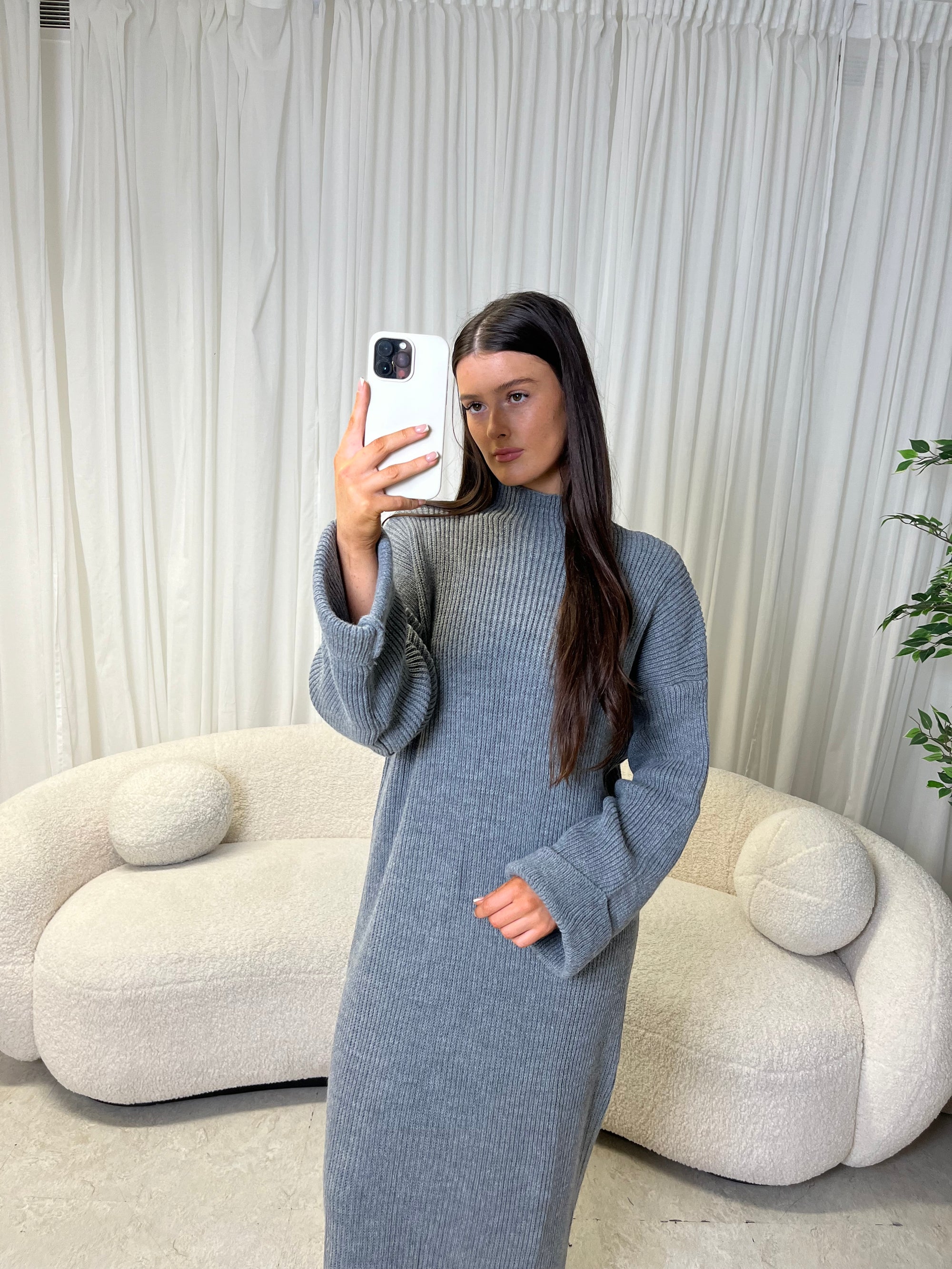 Grey knitted maxi dress