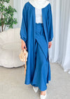 Denim blue kimono and maxi skirt set