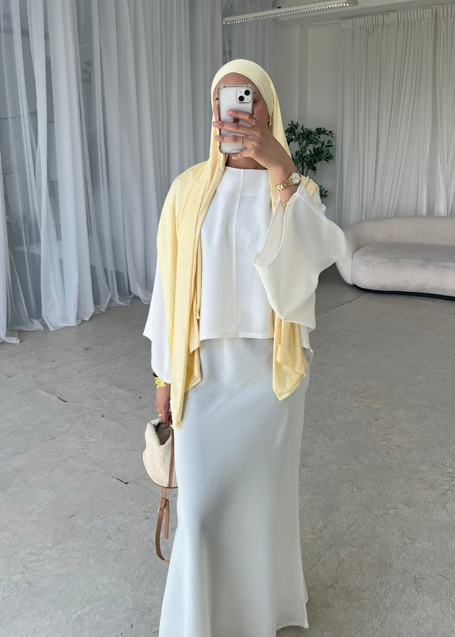 ( PRE-ORDER) White cape top and skirt set