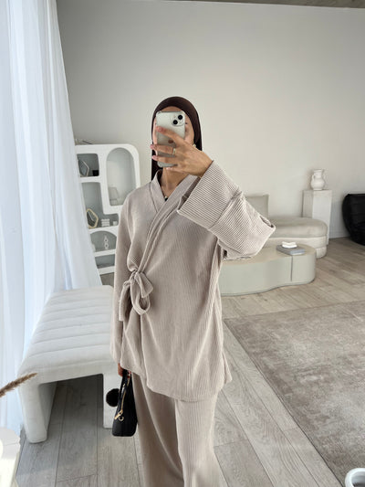 Beige corduroy kimono co-ord