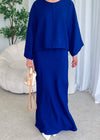 (PRE-ORDER) Royal blue cape top and skirt set
