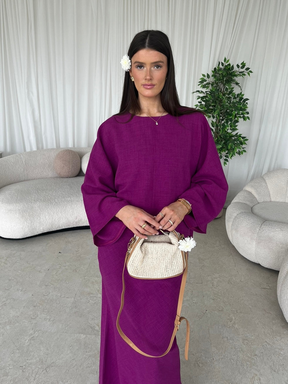 Mauve cape top and skirt set