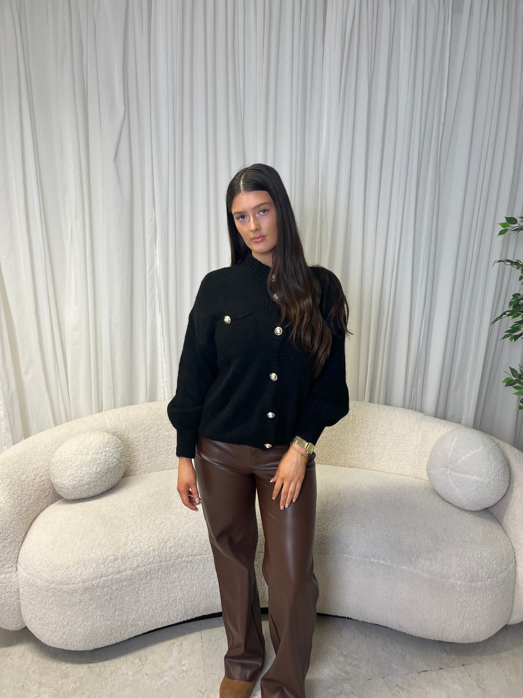 Black button detail cardigan