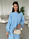 Baby blue cape top and skirt set