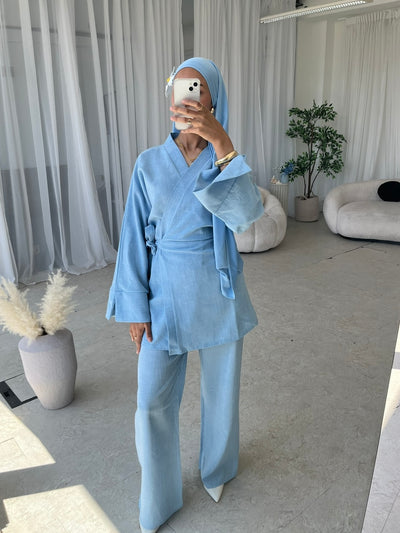 Baby blue kimono co-ord