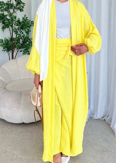 Yellow kimono skirt set