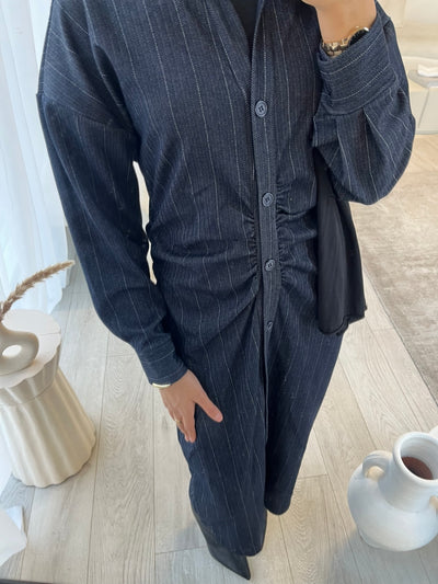 Navy striped denim dress