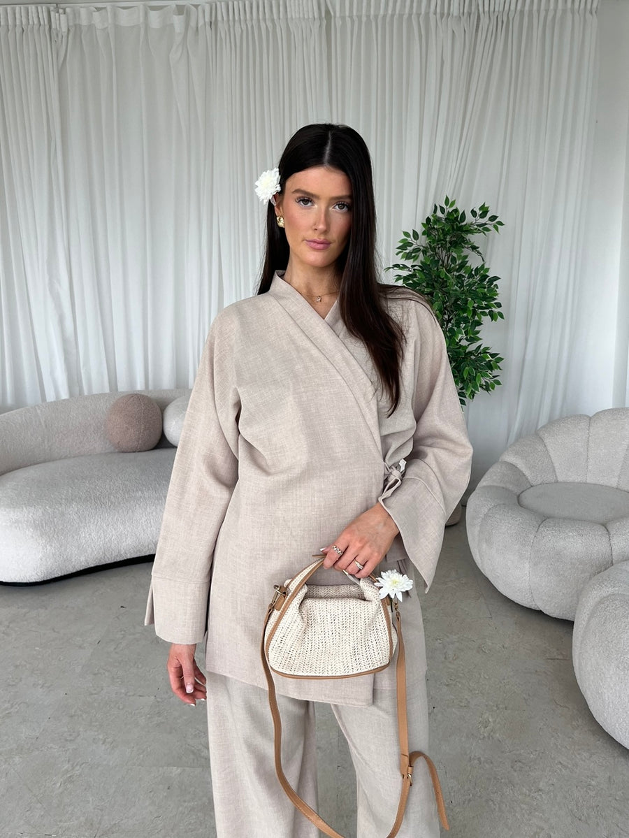 Beige kimono co-ord