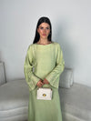 Lime green embroidered maxi dress