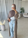 Taupe ribbed open abaya