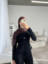 Black sleeveless cardigan and trouser set