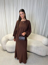 Brown linen skirt set