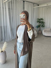 Taupe ribbed open abaya