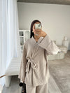 Beige corduroy kimono co-ord