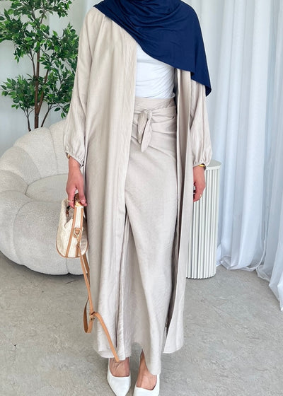 Beige kimono and maxi skirt set