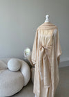 Beige organza 5 piece abaya