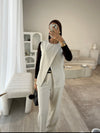 Beige sleeveless blazer and trouser set (TALL)