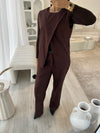 Brown sleeveless blazer and trouser set (TALL)