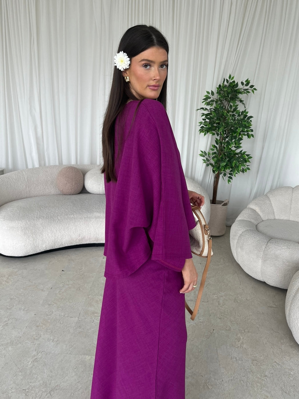 Mauve cape top and skirt set