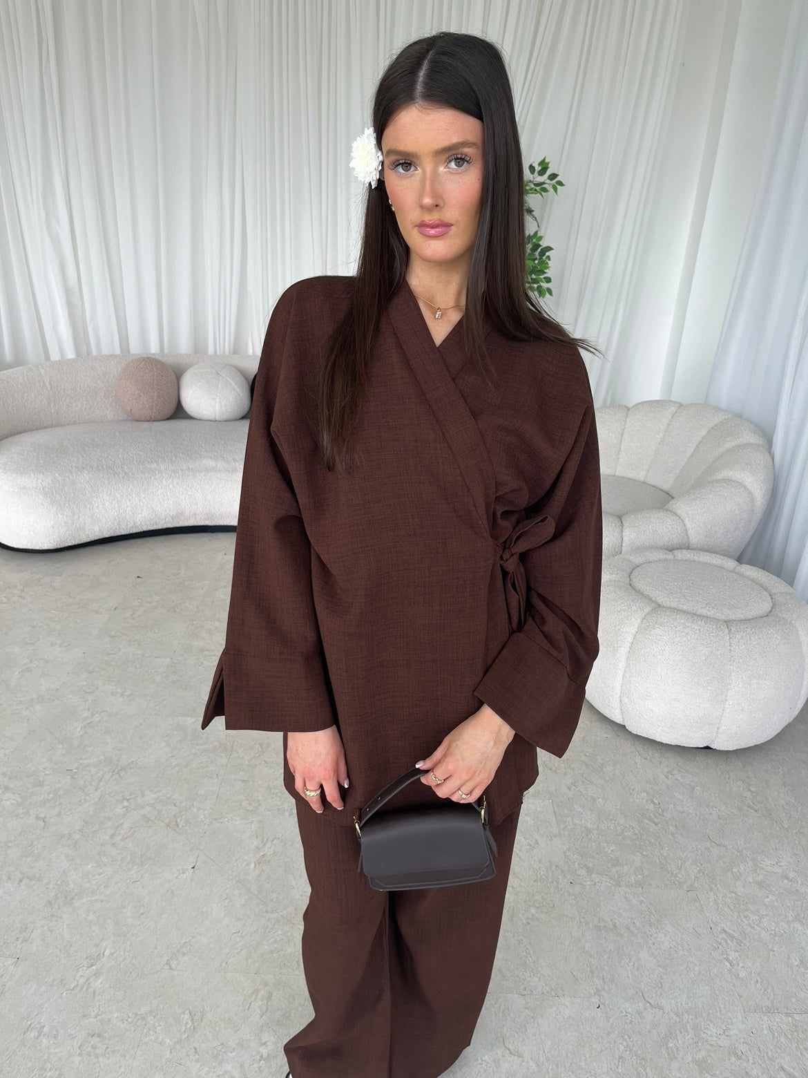 Brown kimono co-ord