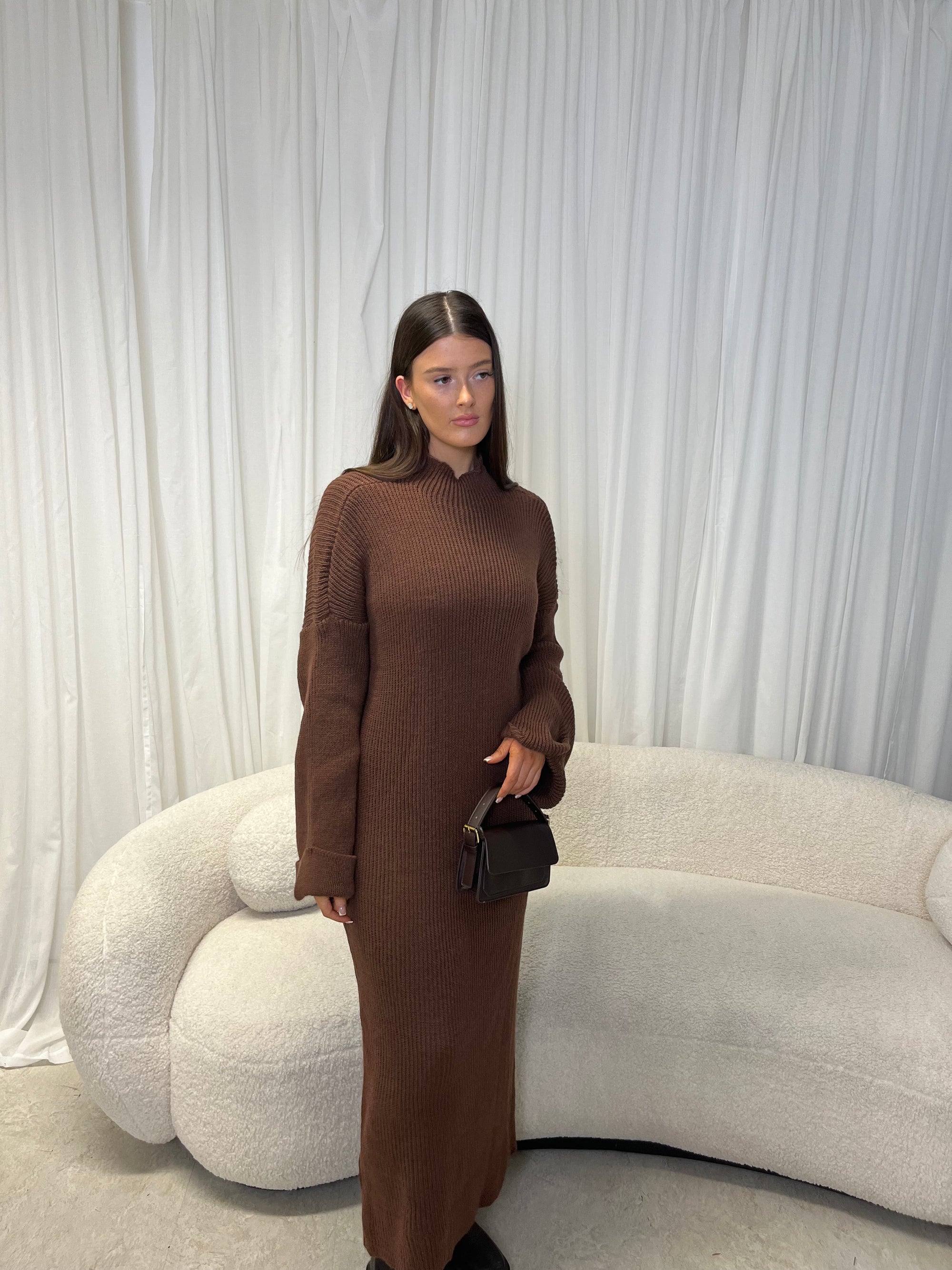 Chocolate brown knitted dress