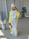 Yellow ribbed open abaya