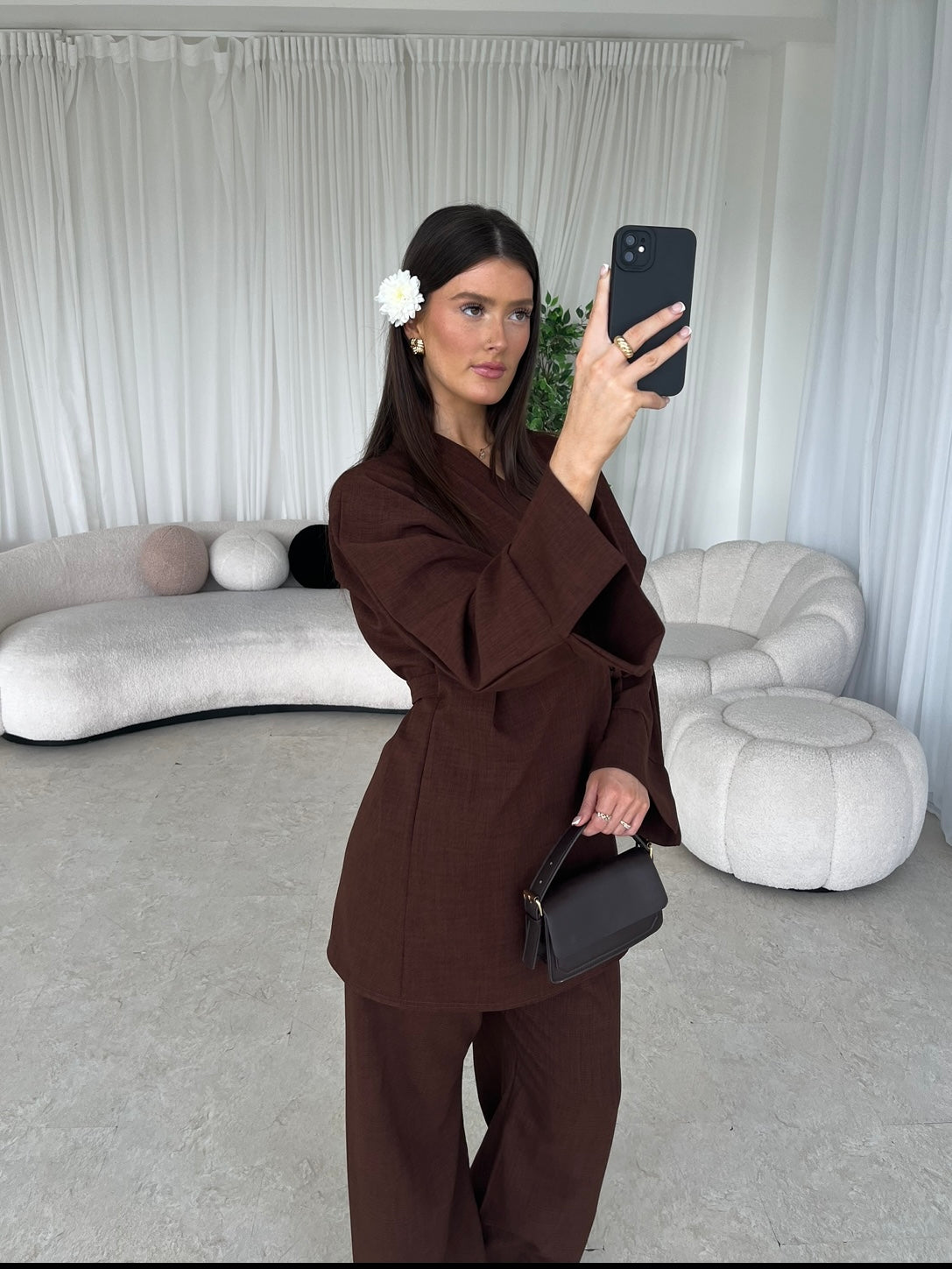 Brown kimono co-ord