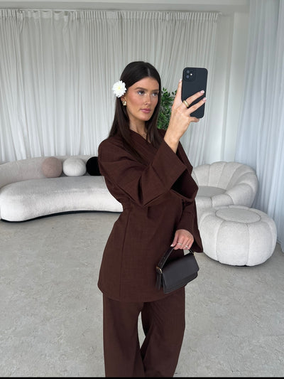 Brown kimono co-ord