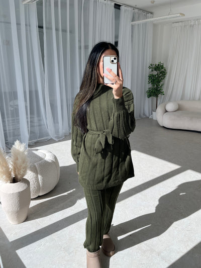 Khaki Ribbed Loungewear Set