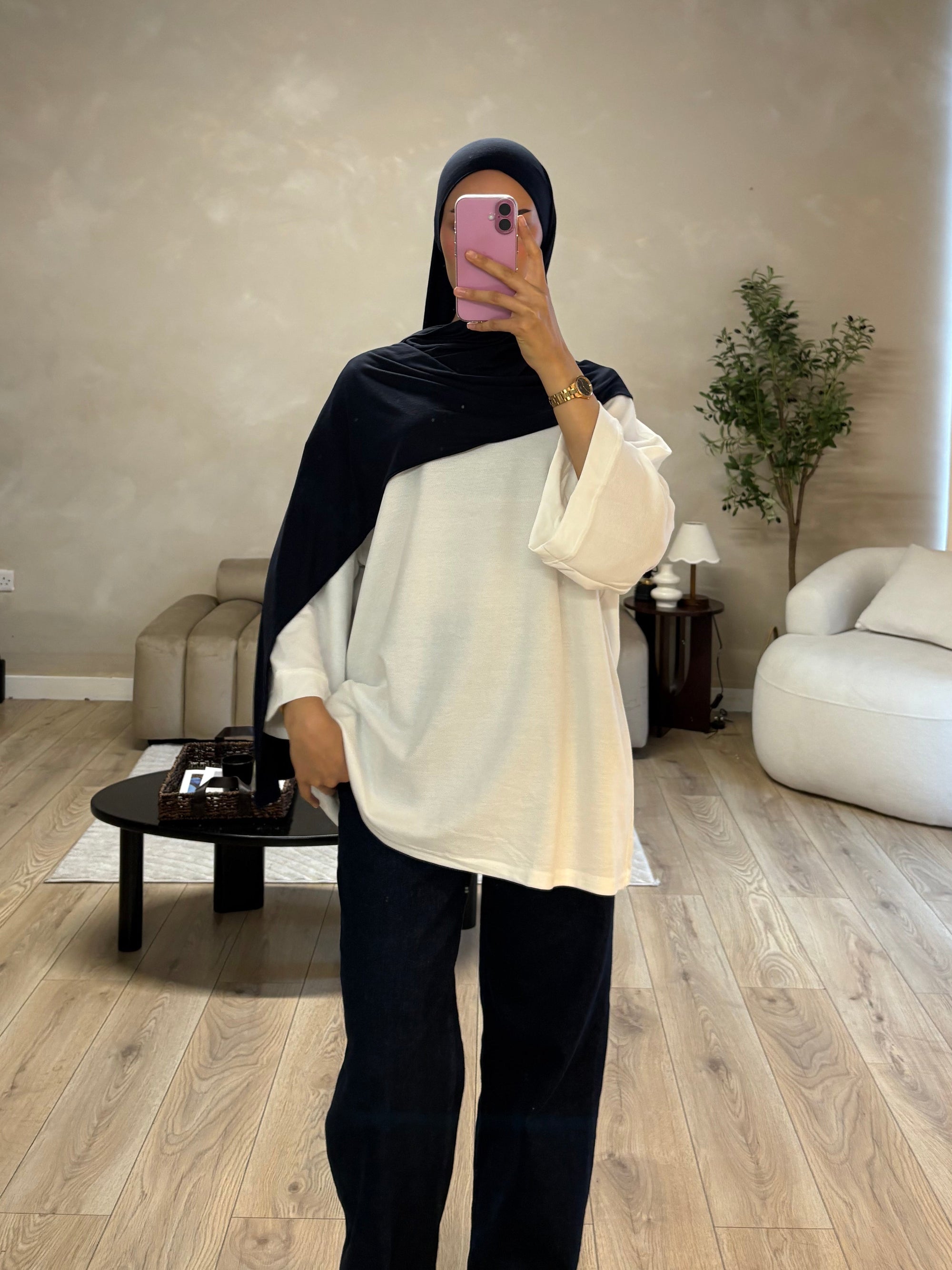 Oversized white cotton top