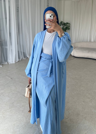 Baby blue kimono skirt set