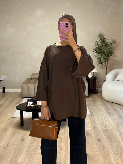 Brown oversized cotton top