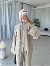 Beige top and trouser co-ord