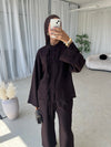 Chocolate brown top and trouser co-ord