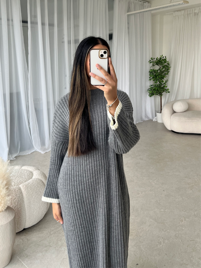 Grey and white maxi dress best sale