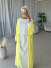 Yellow ribbed open abaya