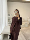 Brown sleeveless blazer and trouser set (TALL)