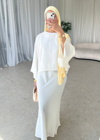 ( PRE-ORDER) White cape top and skirt set