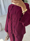 Burgundy two piece top and trouser co-ord
