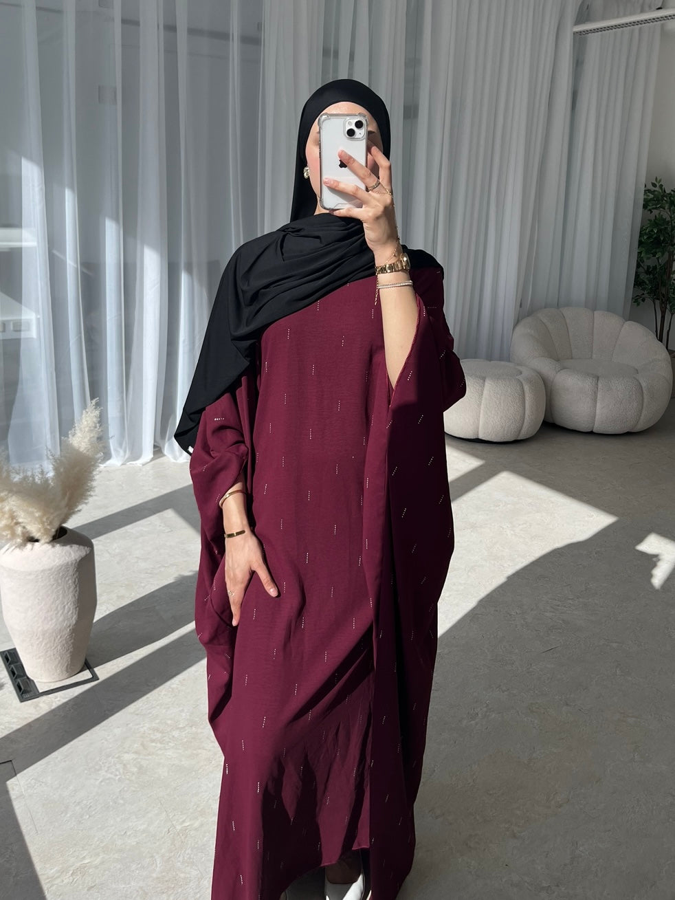 Burgundy butterfly kaftan