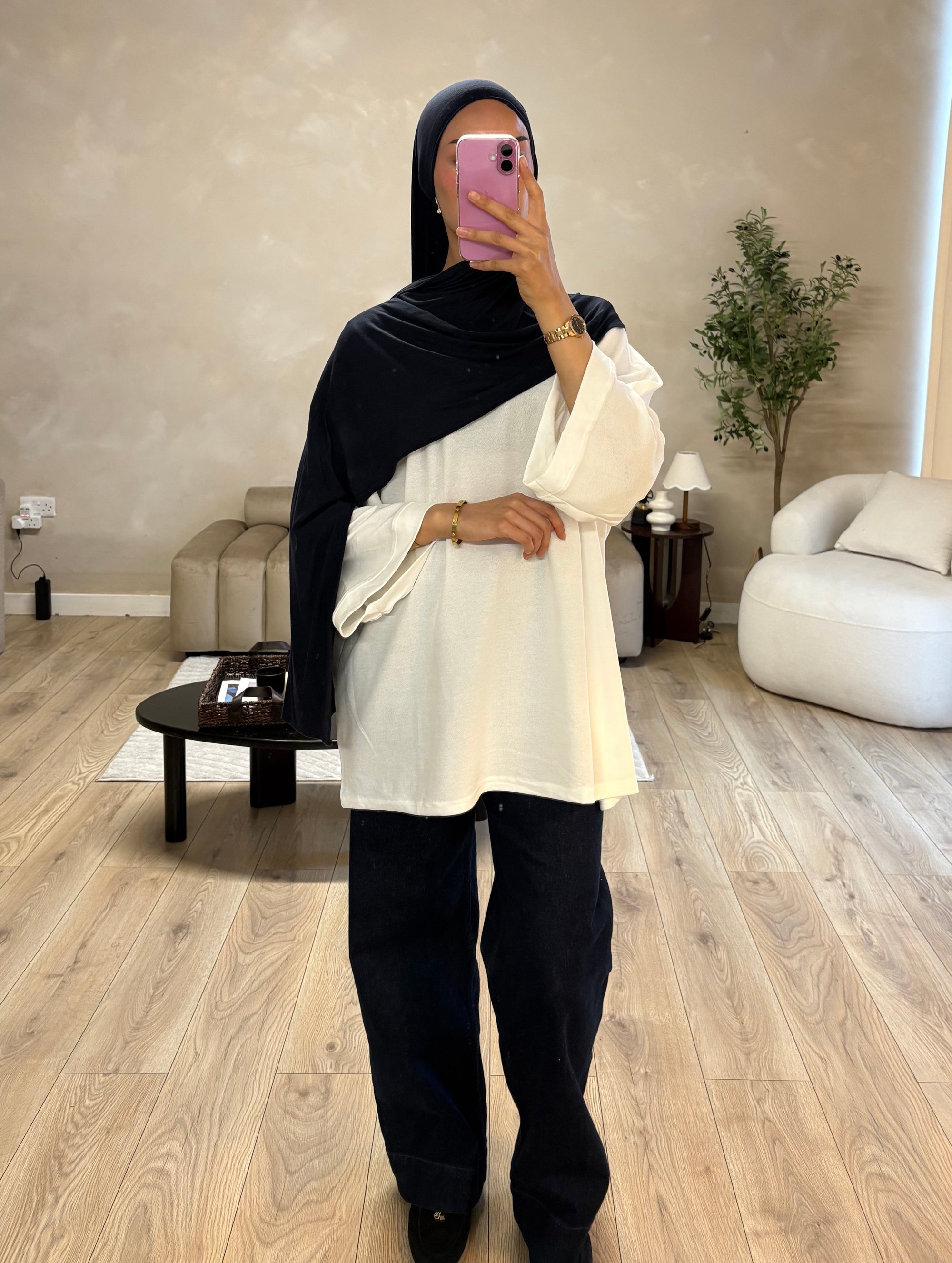 Oversized white cotton top