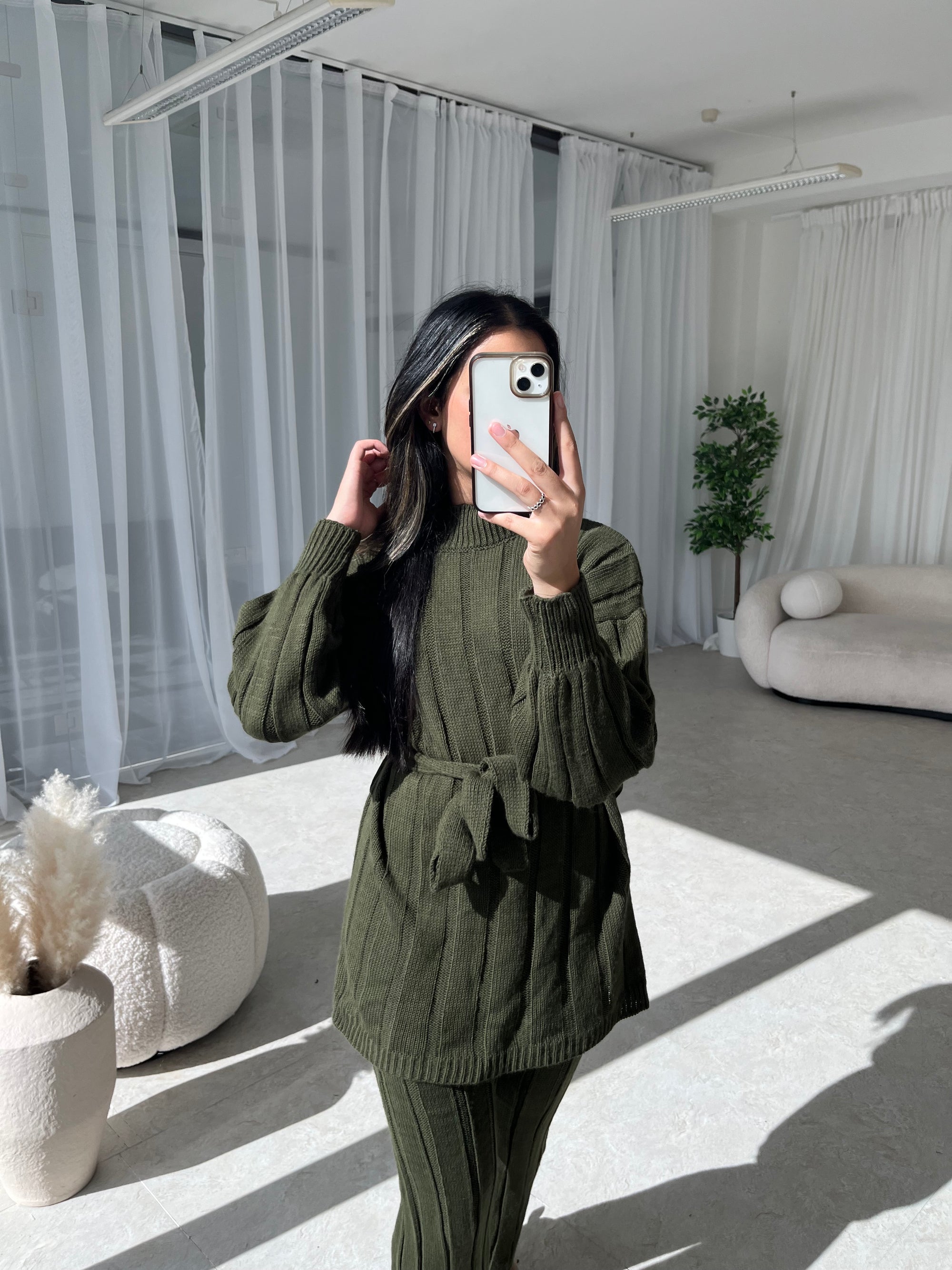 Khaki Ribbed Loungewear Set