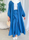Denim blue kimono and maxi skirt set