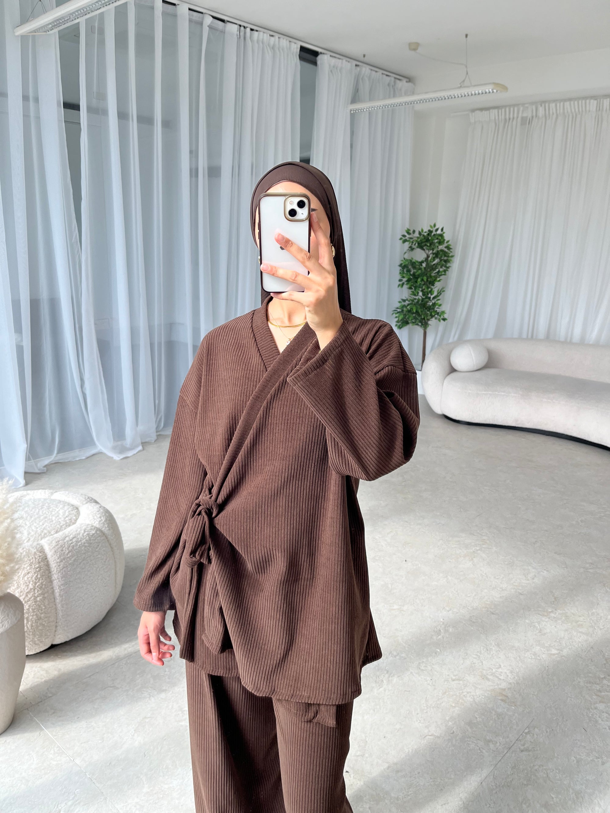 Brown corduroy kimono set