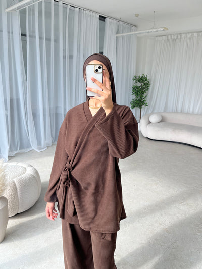 Brown coudrouy kimono set