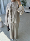 Beige top and trouser co-ord